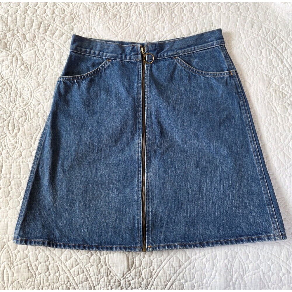 Levi's Premium Orange Tab Skirt 100% Cotton Front Zipper Size 27 (6) EUC Vintage